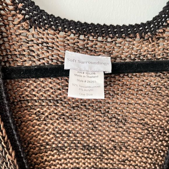 Soft surroundings poncho style cardigan knit art to wear lagenlook brown‎ - Picture 2 of 6